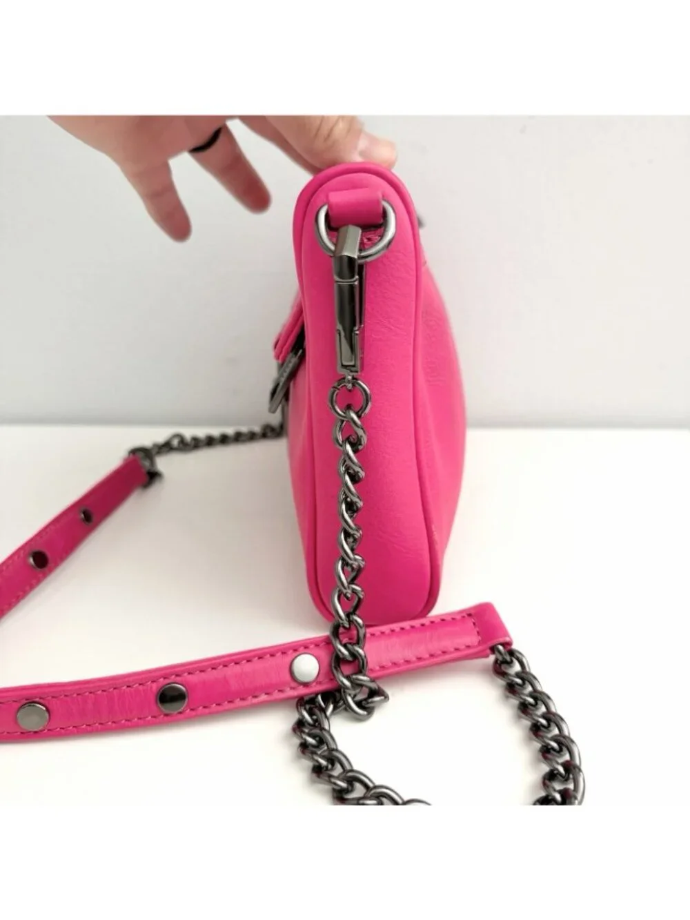 Rebecca Minkoff Mini Mac Hot Pink Leather Purse Crossbody Chain
